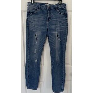 Studio Blue Distressed Skinny Capri Jean Blue Womens Size 31/10 High Rise
